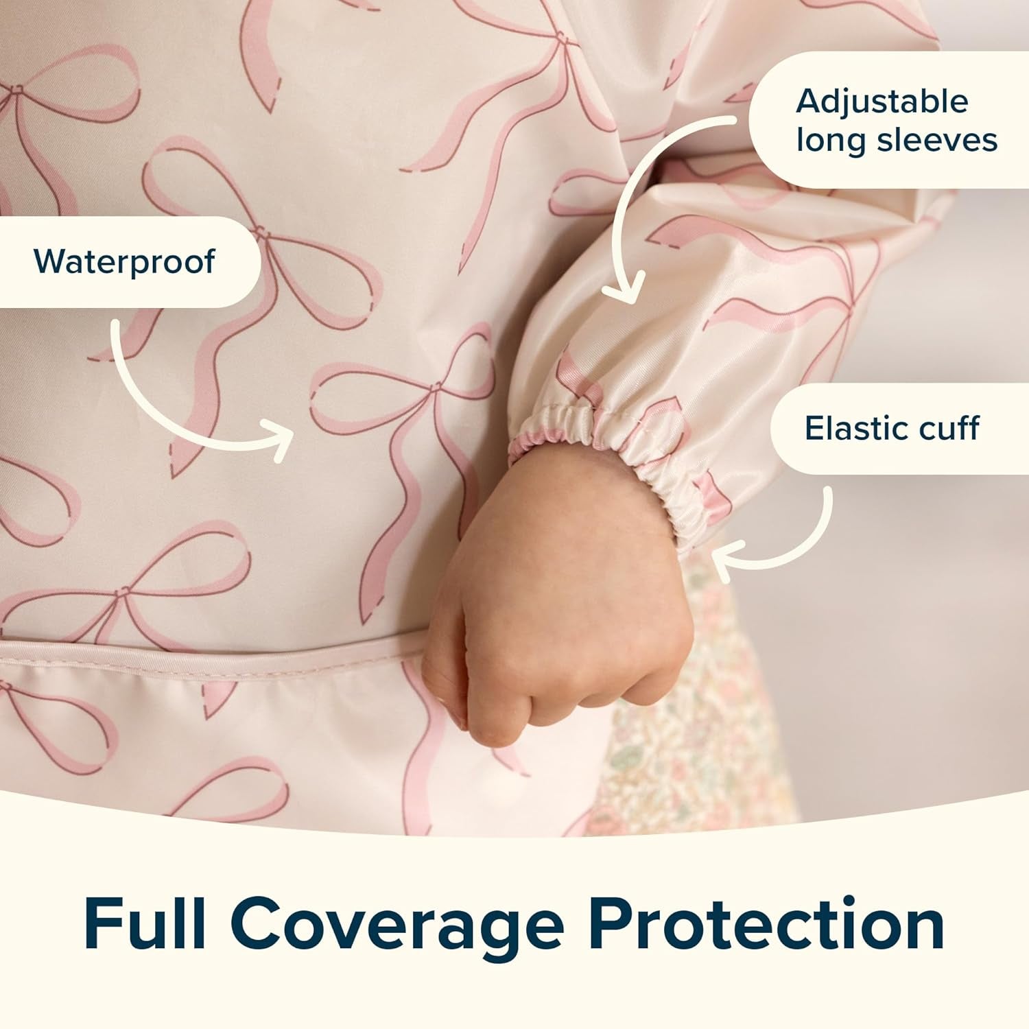 Long Sleeve Bib for Babies & Toddlers | 2-Pack Waterproof Smock Bib for Eating | Machine Washable & Mess-Proof Feeding Essentials | Newborn Shower Gift (Sand Cinnamon,2-4Y)