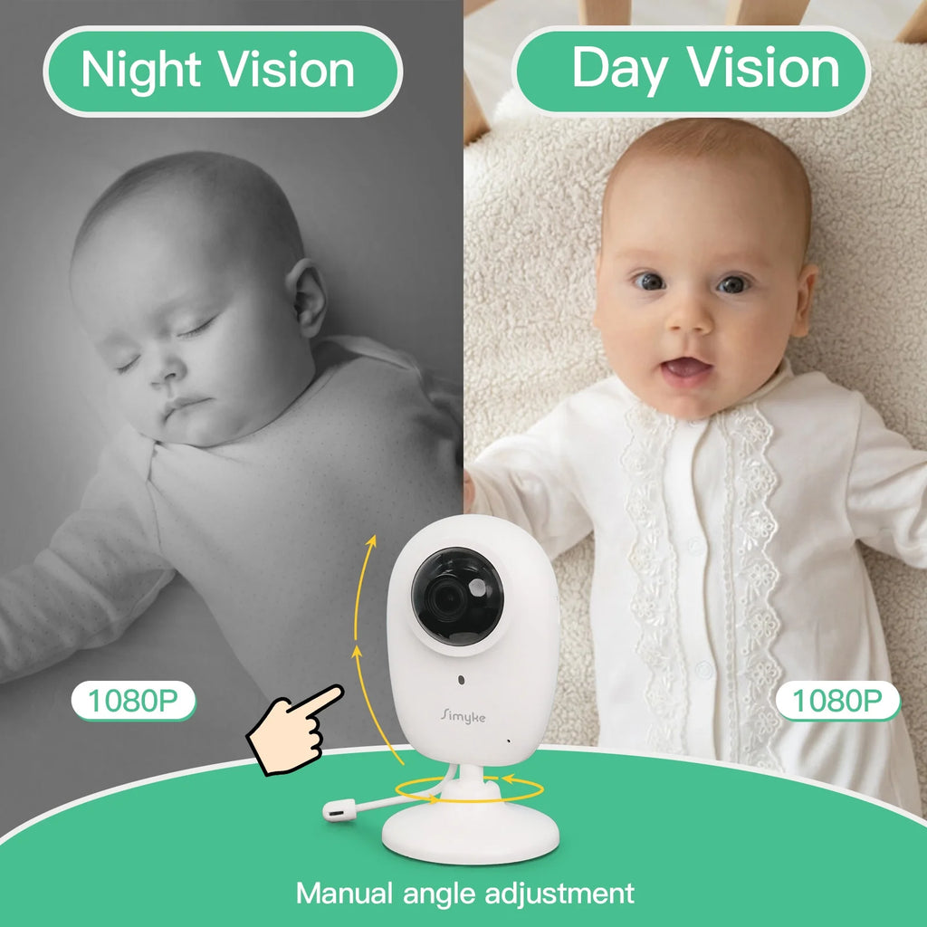 Smart Video Baby Monitor,1080P Baby Room Camera, APP Control,Wifi On/Off Switch,Ai Detection, Cry Monitor and Lullabies, HD Night Vision, Two-Way Audio, Cloud & SD Card Storage