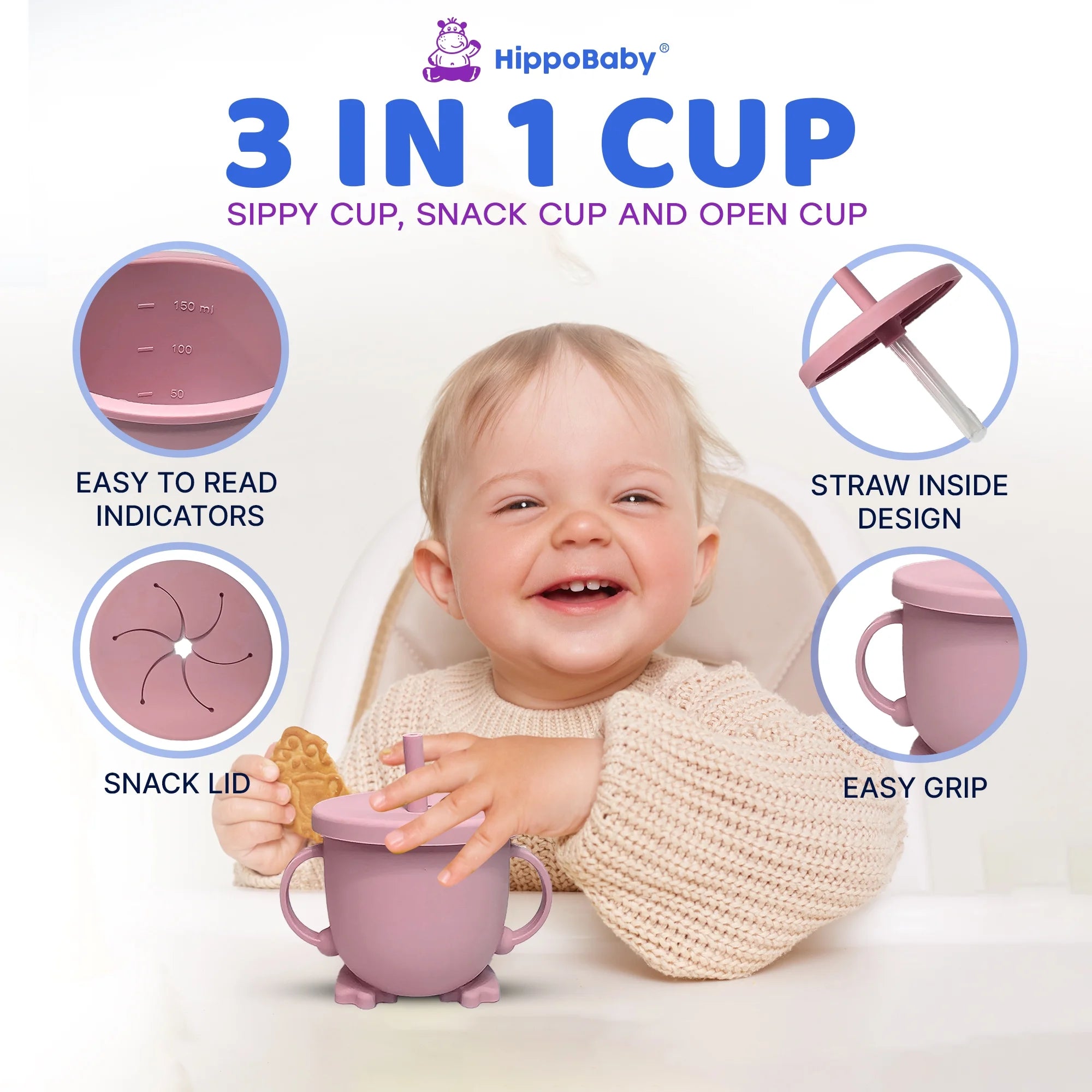 Baby Led Weaning Supplies | 10 Piece Silicone Feeding Set | Baby Toddler Bib Cup Divided Plate and Bowl Self Feeding Spoons Dish Set | Toddler Feeding Supplies (Rose Quartz)