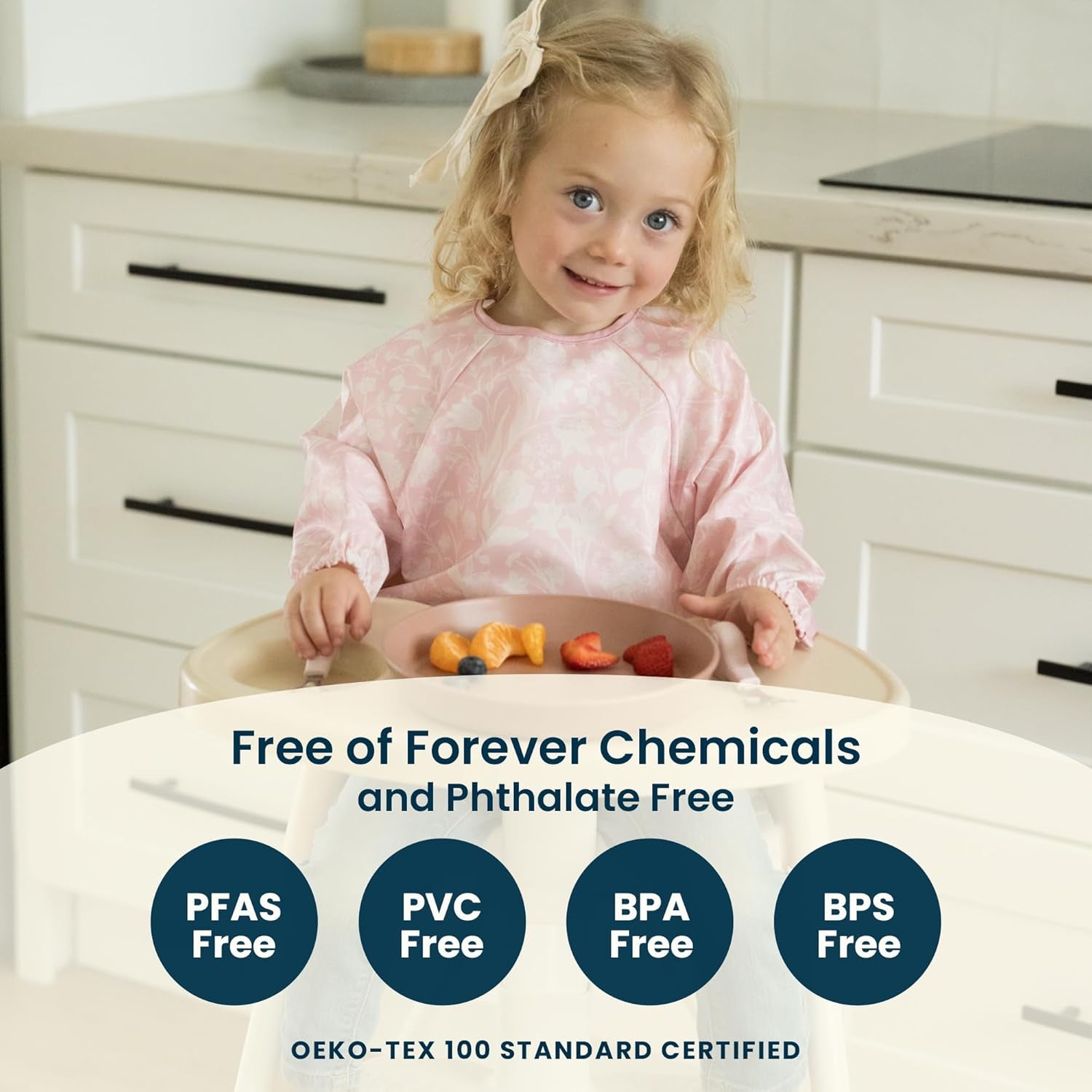 Long Sleeve Bib for Babies & Toddlers | 2-Pack Waterproof Smock Bib for Eating | Machine Washable & Mess-Proof Feeding Essentials | Newborn Shower Gift (Sand Cinnamon,2-4Y)