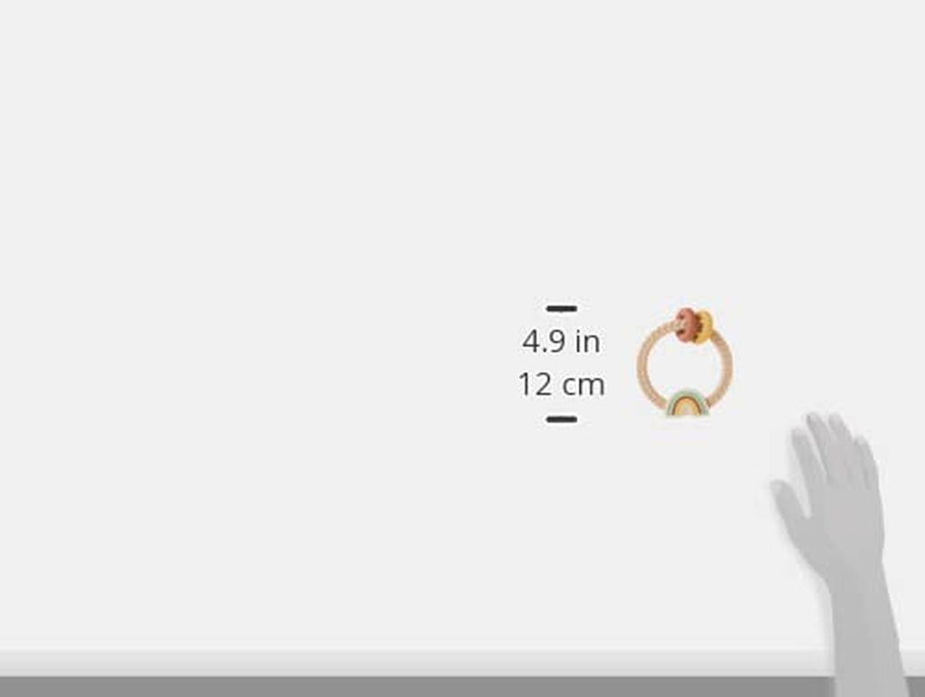 Silicone Teether with Rattle; Rattle Teether Features Rattling Sound, Two Silicone Teething Rings and Raised Texture to Soothe Gums; Ages 3 Months and up (Neutral Rainbow)