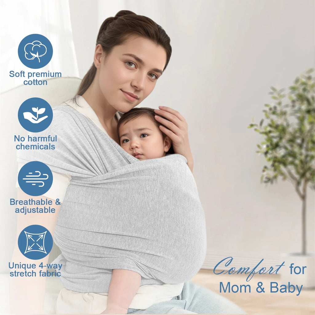 Baby Wrap Carrier,Original Breathable Baby Carrier Wrap Sling Lightweight Hands Free Newborn Wrap Swaddle Holder Adjustable Baby Slings Carrier for Newborn to Infant Toddler Essentials 7 to 35 Lbs