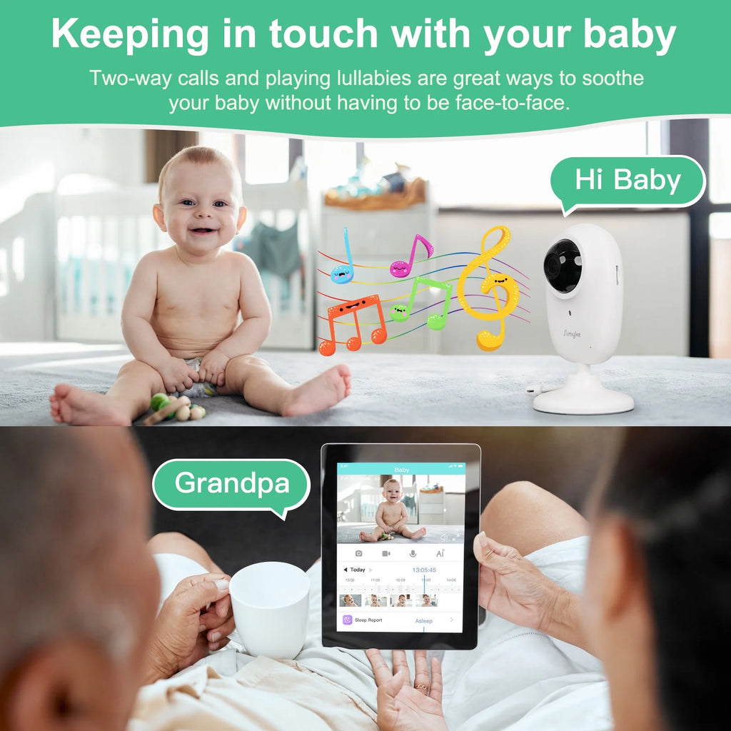 Smart Video Baby Monitor,1080P Baby Room Camera, APP Control,Wifi On/Off Switch,Ai Detection, Cry Monitor and Lullabies, HD Night Vision, Two-Way Audio, Cloud & SD Card Storage