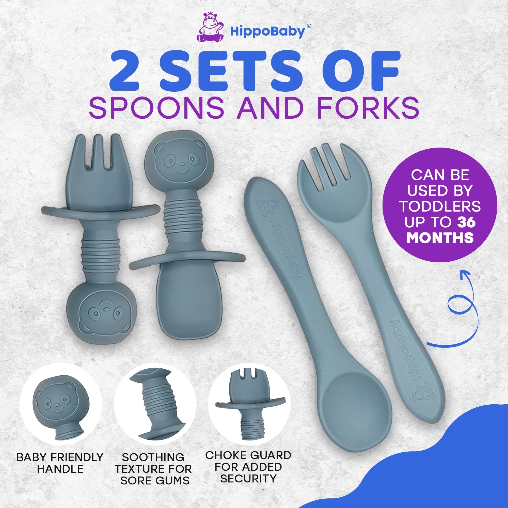 10 Piece Silicone Baby Feeding Set with Bib, Cup, Divided Plate, Bowl, and Self-Feeding Spoons (Sky)