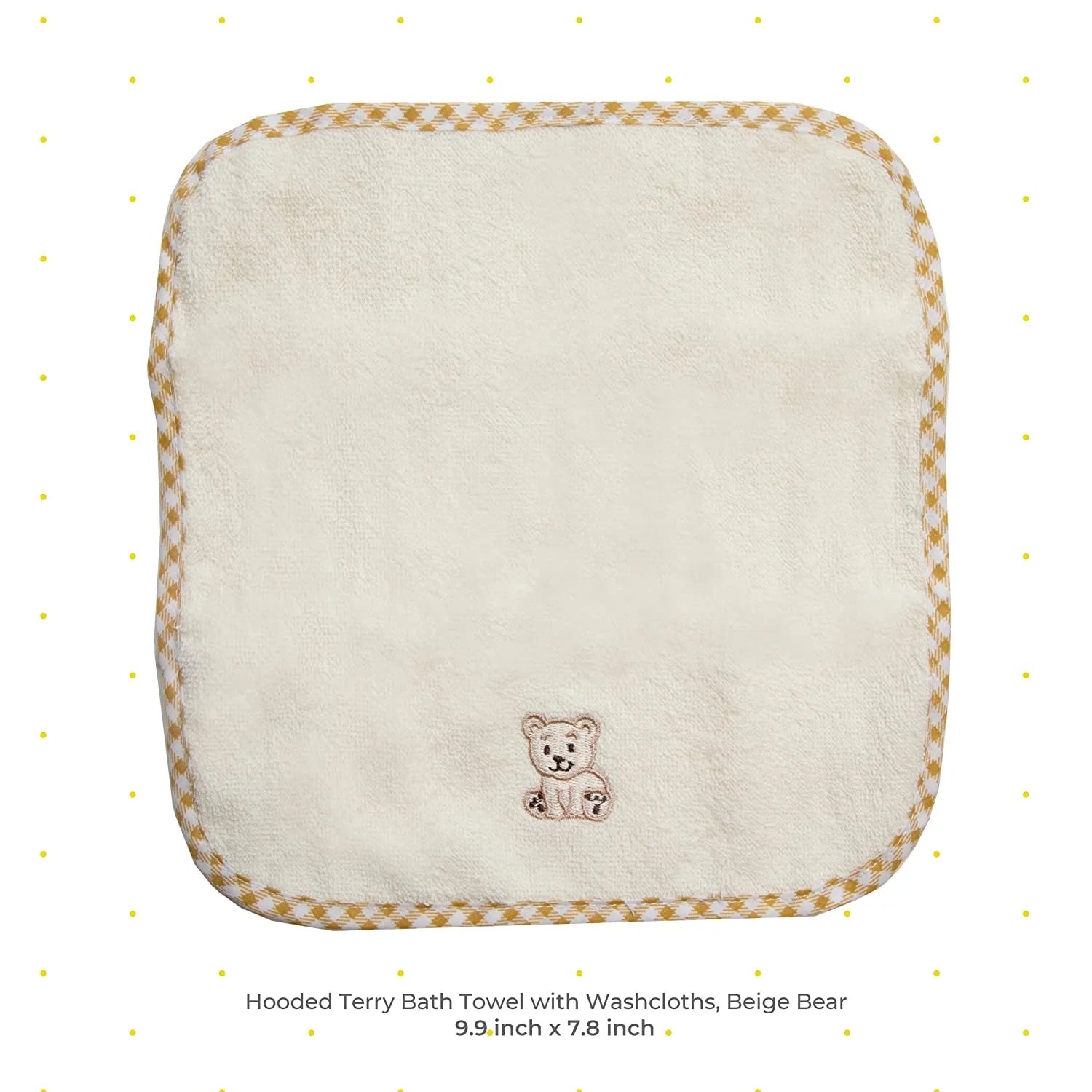 Baby Cotton Terry Hooded Towel & Washcloth Bath Shower Set for Newborns and Infants, 5 Piece Set, Brown Bear