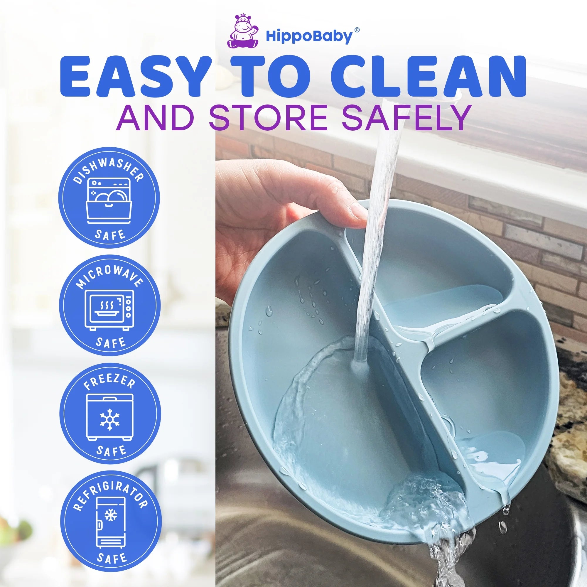 10 Piece Silicone Baby Feeding Set with Bib, Cup, Divided Plate, Bowl, and Self-Feeding Spoons (Sky)